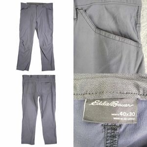 Eddie Bauer Pants Mens Nylon Cargo Straight Hiking Size 40x30 Gray Flat Front